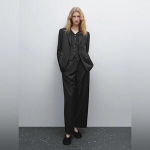 Massimo Dutti Black Wide Leg Pants